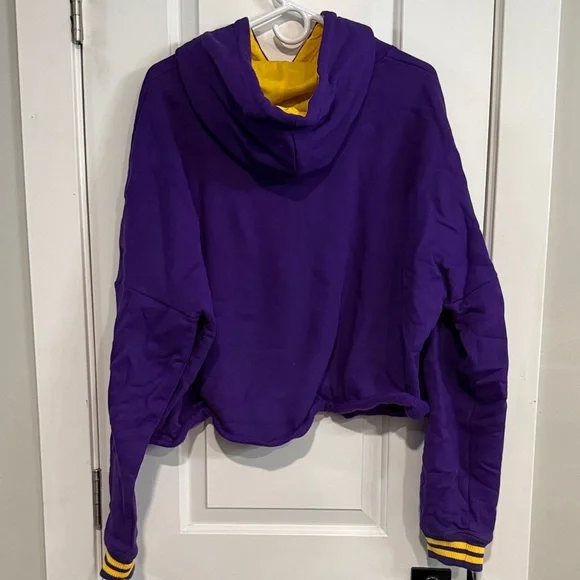 Minnesota Vikings Cropped Hoodie Womens XL Purple NFL Football Sweatshirt - Picture 6 of 7